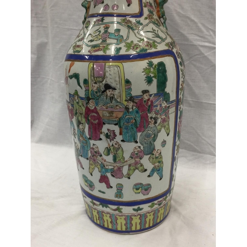 26 - A LARGE CHINESE VASE IN THE STYLE OF QING DYNASTY - REPAIR TO TOP