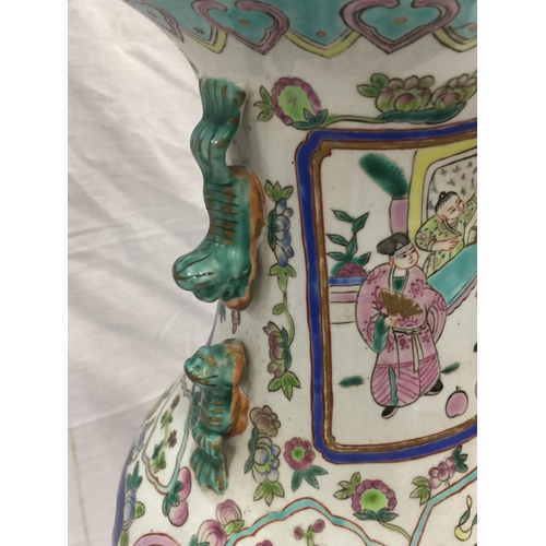 26 - A LARGE CHINESE VASE IN THE STYLE OF QING DYNASTY - REPAIR TO TOP