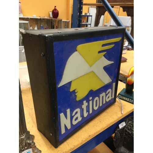 49 - A NATIONAL BENZOLE ILLUMINATED SIGN W: 38CM