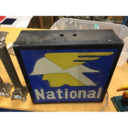 49 - A NATIONAL BENZOLE ILLUMINATED SIGN W: 38CM