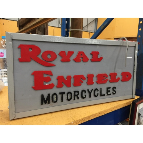 58 - A ROYAL ENFIELD MOTORCYCLES ILLUMINATED SIGN W: 58CM