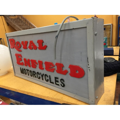 58 - A ROYAL ENFIELD MOTORCYCLES ILLUMINATED SIGN W: 58CM