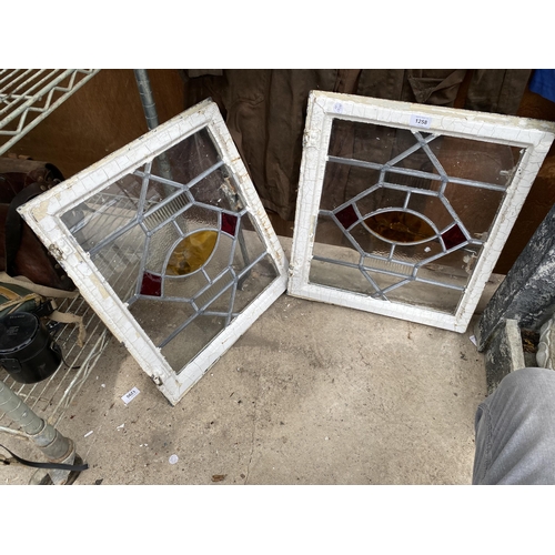 1258 - A PAIR OF VINTAGE 1930'S STAIN GLASS WINDOWS