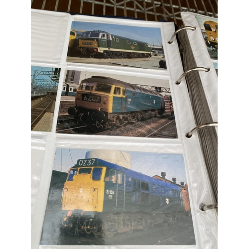 1266 - A PHOTO ALBUM CONTAINING A LARGE COLLETION OF TRAIN POST CARDS