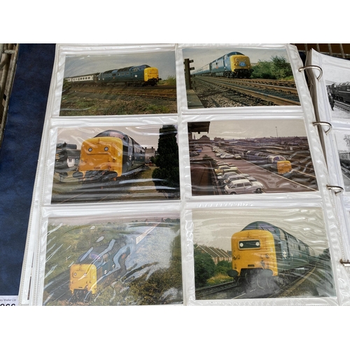 1266 - A PHOTO ALBUM CONTAINING A LARGE COLLETION OF TRAIN POST CARDS