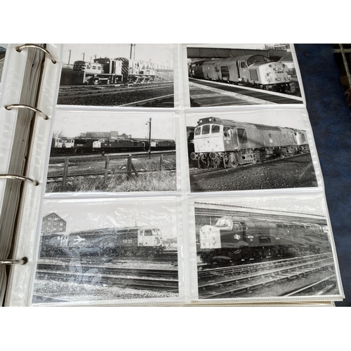 1266 - A PHOTO ALBUM CONTAINING A LARGE COLLETION OF TRAIN POST CARDS