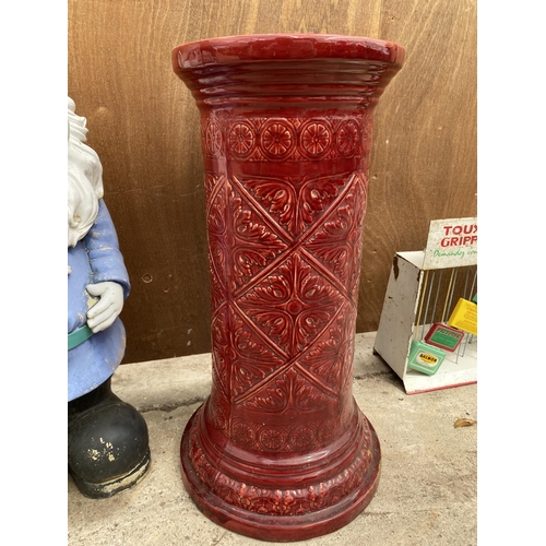 1276 - A LARGE RED CERAMIC JARDINAIRE STAND