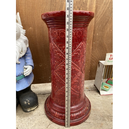 1276 - A LARGE RED CERAMIC JARDINAIRE STAND