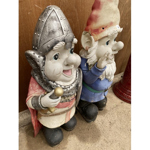 1277 - TWO LARGE PLASTIC GARDEN GNOMES