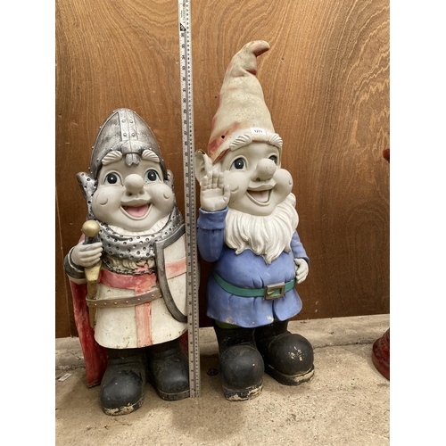 1277 - TWO LARGE PLASTIC GARDEN GNOMES