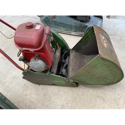 1294 - A VINTAGE SUFFLOCK COLT SELF PROPELLED LAWN MOWER WITH GRASS BOX