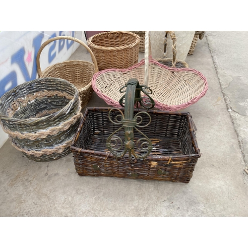 1345 - AN ASSORTMENT OF VARIOUS WICKER BASKETS