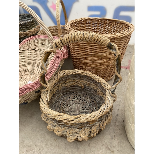 1345 - AN ASSORTMENT OF VARIOUS WICKER BASKETS