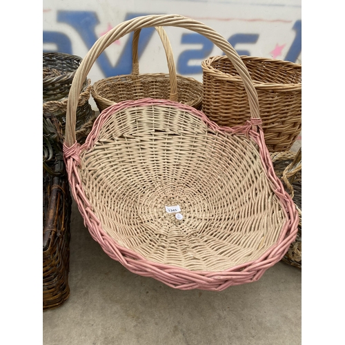 1345 - AN ASSORTMENT OF VARIOUS WICKER BASKETS