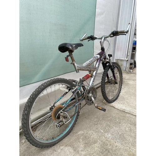 1361 - A TWISTER MOUNTAIN BIKE WITH FRONT AND REAR SUSPENSION AND 18 SPEED GEAR SYSTEM