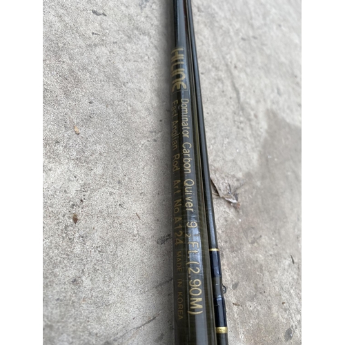 1365 - A TWO SECTION CARBON FISHING ROD WITH QUIVER TIP