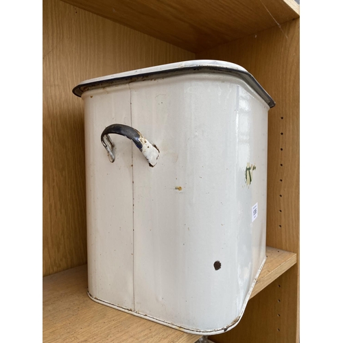 1386 - A VINTAGE ENAMEL TWIN HANDLED BREAD BIN