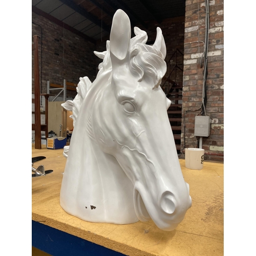 250 - A WHITE BUST OF A HORSES HEAD HEIGHT 44CM