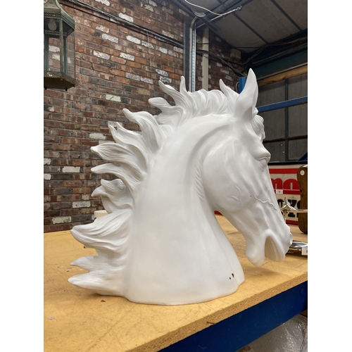 250 - A WHITE BUST OF A HORSES HEAD HEIGHT 44CM