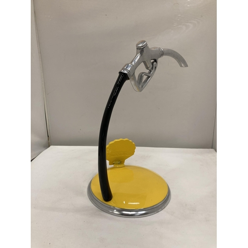 256 - A CHROME SHELL PETROL PUMP HANDLE HEIGHT 34CM