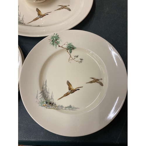 264 - A QUANTITY OF VINTAGE ROYAL DOULTON 'THE COPPICE' DINNERWARE TO INCLUDE DINNER PLATES, SERVING PLATE... 