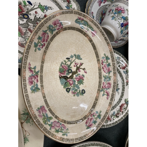 267 - A QUANTITY OF 'INDIAN TREE' DINNERWARE TO INCLUDE PLATES, CUPS, SAUCERS, BOWLS PLUS THREE ROYAL DOUL... 