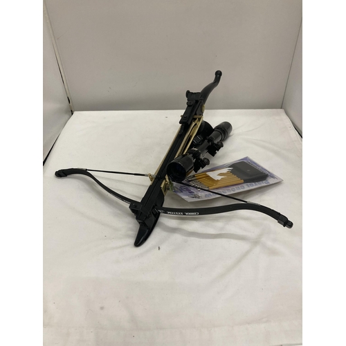 282 - A COBRA CROSSBOW WITH TELESCOPIC SIGHT AND BOLTS