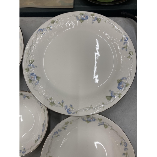 283 - NINETEEN ITEMS OF ROYAL ALBERT, FOR ALL SEASONS, 'MORNING FLOWER' PLATES, BOWLS, SERVING DISH, ETC