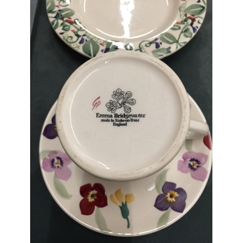 145 - TWO EMMA BRIDGEWATER DINNER PLATES, TWO SIDE PLATES, A MUG AND A SAUCER