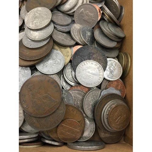 164 - A QUANTITY OF COINS, PRE DECIMAL, DECIMAL, FOREIGN , ETC.  TOTAL WEIGHT 3.9KG