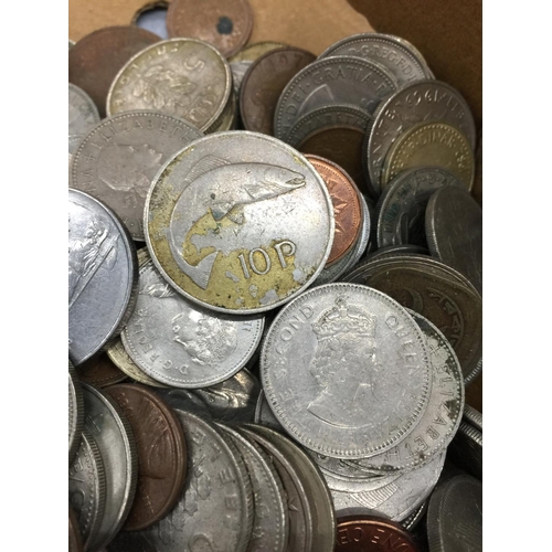 164 - A QUANTITY OF COINS, PRE DECIMAL, DECIMAL, FOREIGN , ETC.  TOTAL WEIGHT 3.9KG