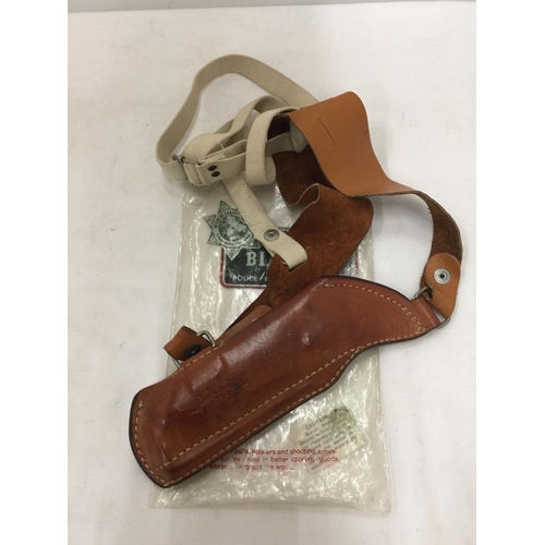 181 - A BIANCHI #17 .380 LEATHER SHOULDER GUN HOLSTER - AS NEW IN PACKAGING