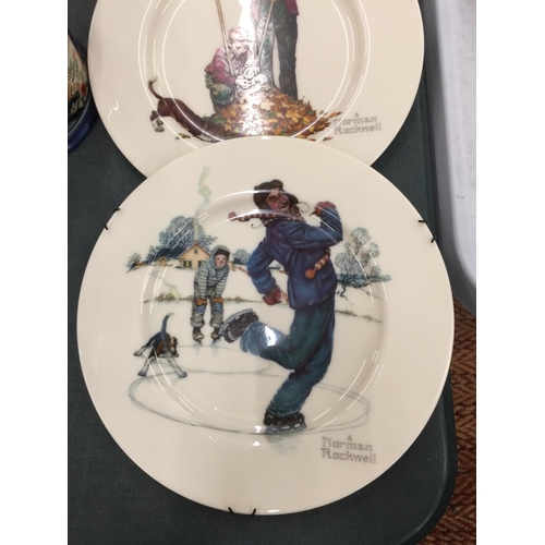 203 - FOUR NORMAN ROCKWELL WALL PLATES DIAMETER 27CM