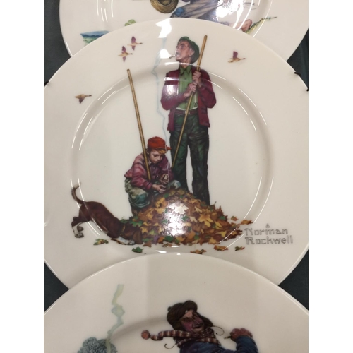 203 - FOUR NORMAN ROCKWELL WALL PLATES DIAMETER 27CM