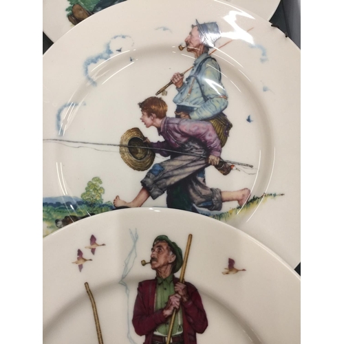 203 - FOUR NORMAN ROCKWELL WALL PLATES DIAMETER 27CM