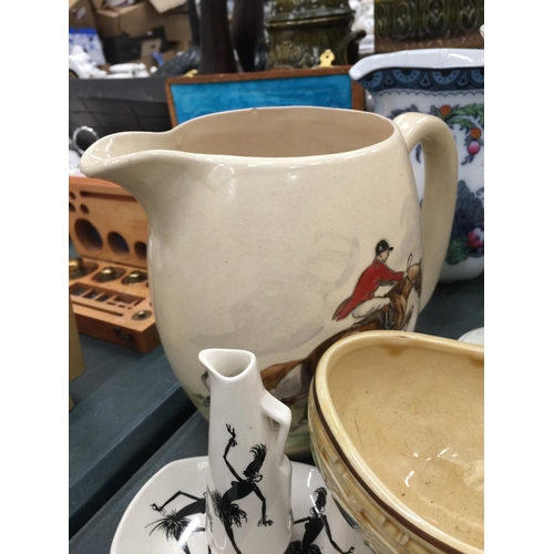 204 - A LARGE AMOUNT OF CERAMIC ITEMS TO INCLUDE VASES, JUGS, CUPS, MUGS, COALPORT ITEMS, ETC