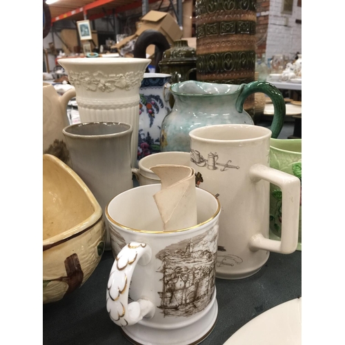 204 - A LARGE AMOUNT OF CERAMIC ITEMS TO INCLUDE VASES, JUGS, CUPS, MUGS, COALPORT ITEMS, ETC