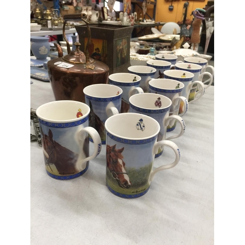 212 - A COLLECTION OF TEWLVE 'RACING LEGENDS' BONE CHINA CUPS BY GRAHAM ISOM, DANBURY MINT