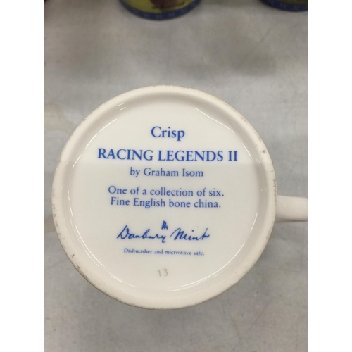 212 - A COLLECTION OF TEWLVE 'RACING LEGENDS' BONE CHINA CUPS BY GRAHAM ISOM, DANBURY MINT