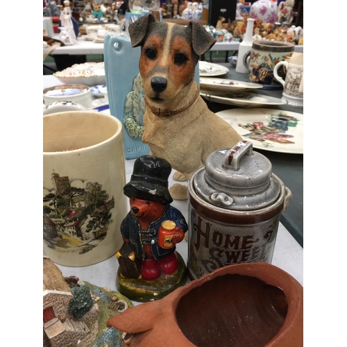 224 - A QUANTITY OF COLLECTABLE ITEMS TO INCLUDE LILLIPUT LANE COTTAGES, WADE ITEMS, GOEBEL FIGURE, DOGS, ... 