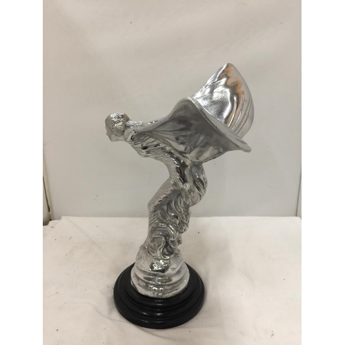 237 - A LARGE CHROME 'SPIRIT OF ECSTASY' ON A BASE HEIGHT 37CM