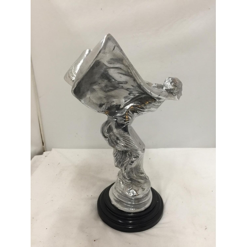 237 - A LARGE CHROME 'SPIRIT OF ECSTASY' ON A BASE HEIGHT 37CM