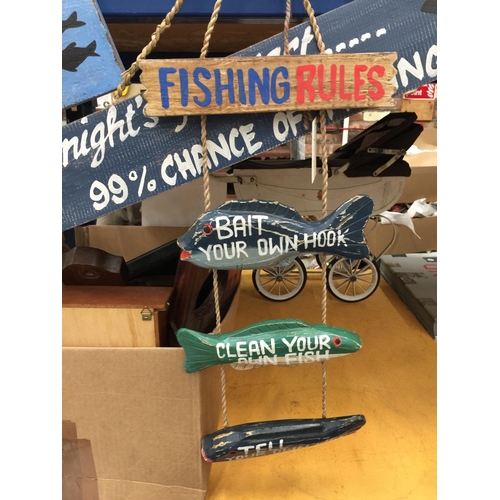 245 - FOUR WOODEN FISHING SIGNS