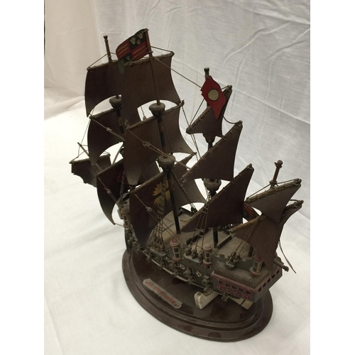 322 - A HAND PAINTED MODEL OF THE GREAT HARRY DATED 1940 L: 49CM