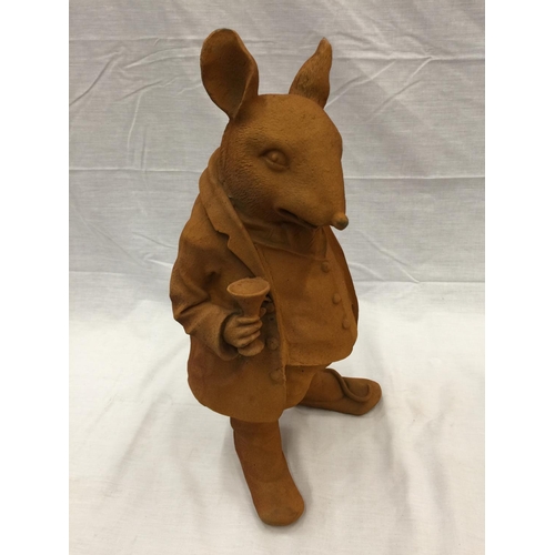 52 - A CAST IRON MR RATTY FIGURE WITH RUSTIC FINISH H: 42CM