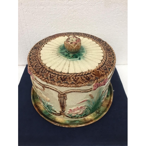 2 - A VICTORIAN THOMAS FORESTER MAJOLICA CHEESE BELL DOME