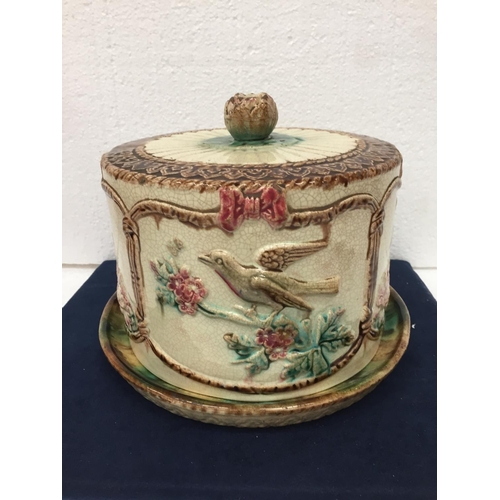 2 - A VICTORIAN THOMAS FORESTER MAJOLICA CHEESE BELL DOME