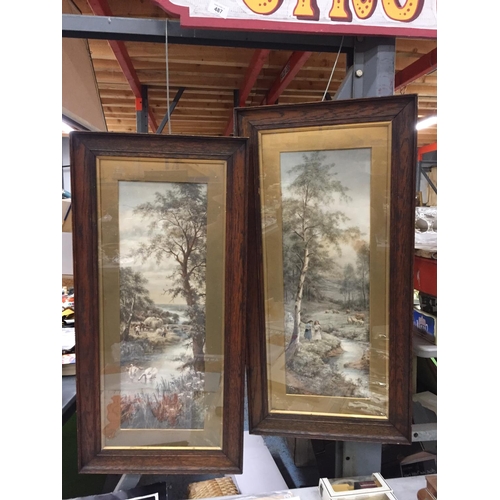 486 - A PAIR OF FRAMED PRINTS OF RIVER SCENES 74CM X 36CM