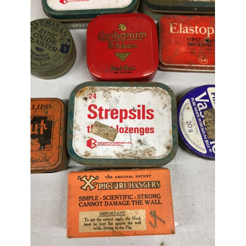 498 - A QUANTITY OF VINTAGE TINS TO INCLUDE WESTMINSTER ALTAR BREADS, THROAT PASTILLES, ETC