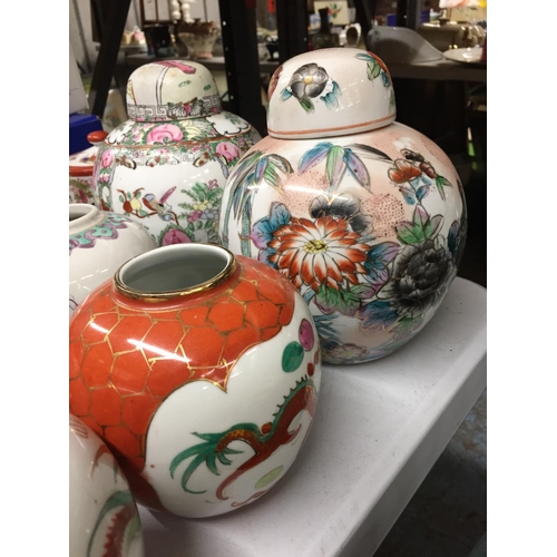 801 - A LARGE QUANTITY OF ORIENTAL STYLE CERAMICS TO INCLUDE GINGER JARS, BOWLS, SAUCERS, ETC